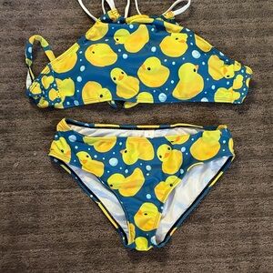 Kids Duck Print Blue Swim Set